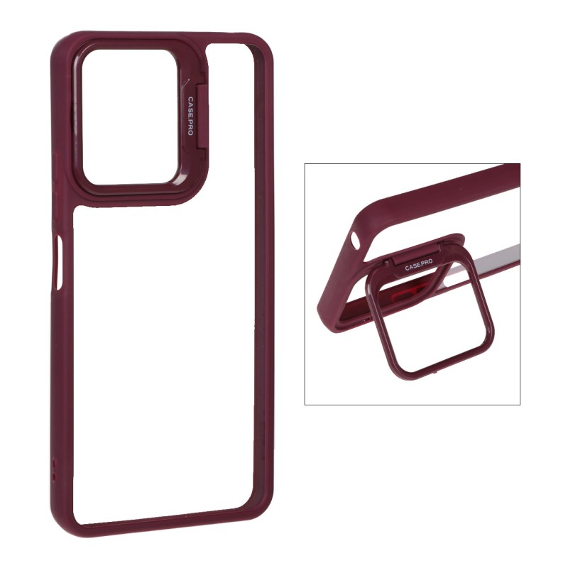 قاب Case Pro استندشو Xiaomi Redmi 13C / Poco C65 - زرشکی