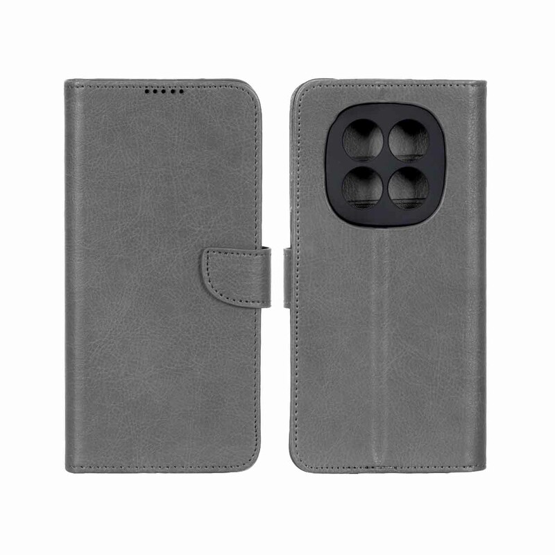 کیف چرمی موبایل مگنتی محافظ لنزدار KRF مدل Xiaomi Redmi Note 15 Pro 4G - طوسی