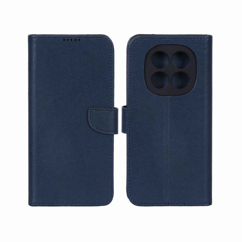 کیف چرمی موبایل مگنتی محافظ لنزدار KRF مدل Xiaomi Redmi Note 15 - سرمه ای