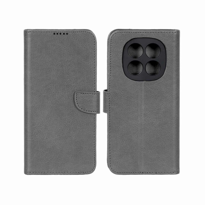 کیف چرمی موبایل مگنتی محافظ لنزدار KRF مدل Xiaomi Redmi Note 15 - طوسی