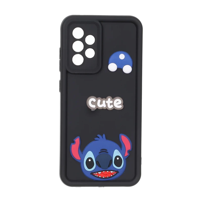 قاب Solid Case عروسک برجسته محافظ لنزدار Samsung Galaxy A52 / A52s - مشکی