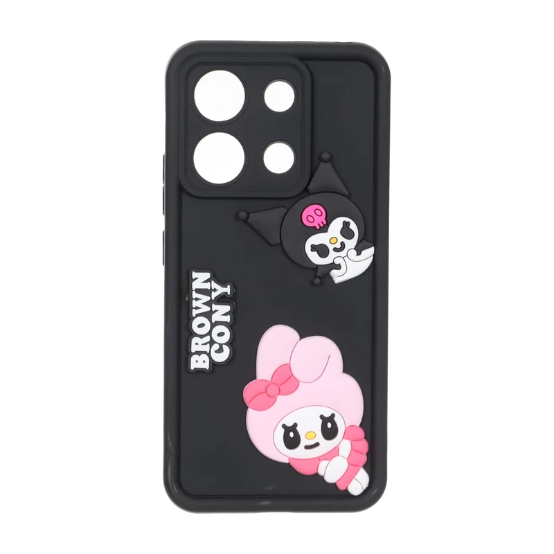 قاب Solid Case عروسک برجسته محافظ لنزدار Xiaomi Redmi Note 13 4G - مشکی کد 2