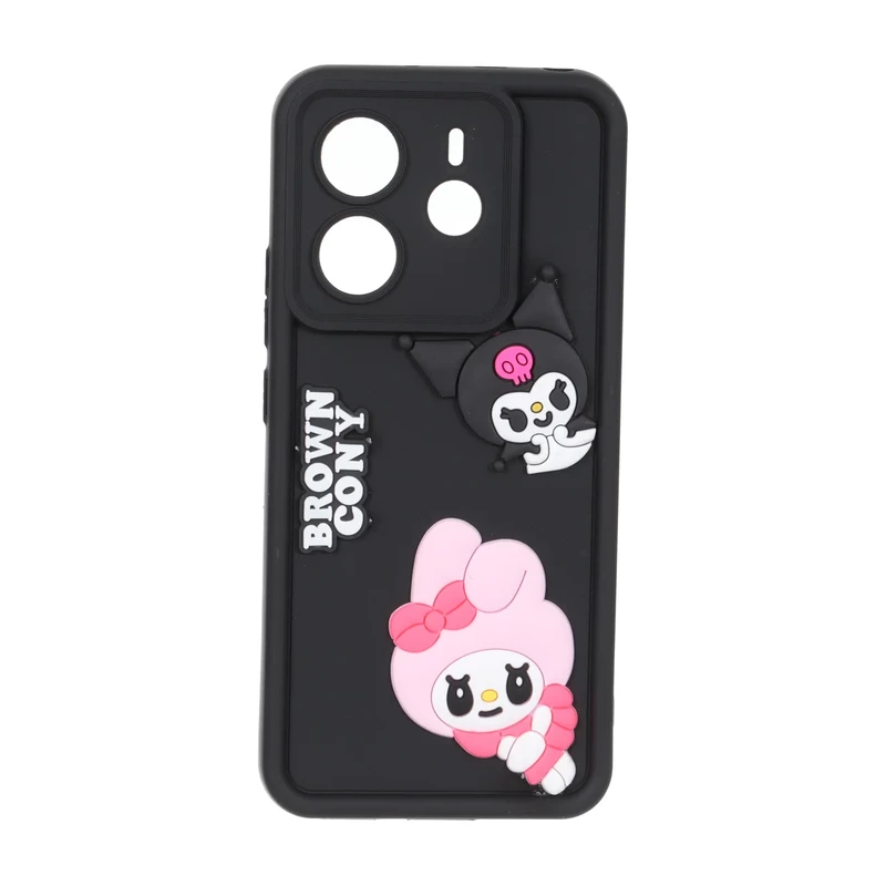 قاب Solid Case عروسک برجسته محافظ لنزدار Xiaomi Redmi Note 14 4G - مشکی کد 2