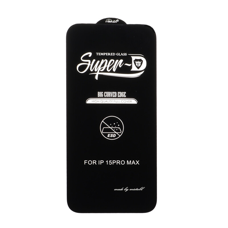 محافظ صفحه نمایش شیشه ای Apple iPhone 15 Pro Max - Full Cover Super D Mietubl - ESD - مشکی (بدون پک) - NTC ORG