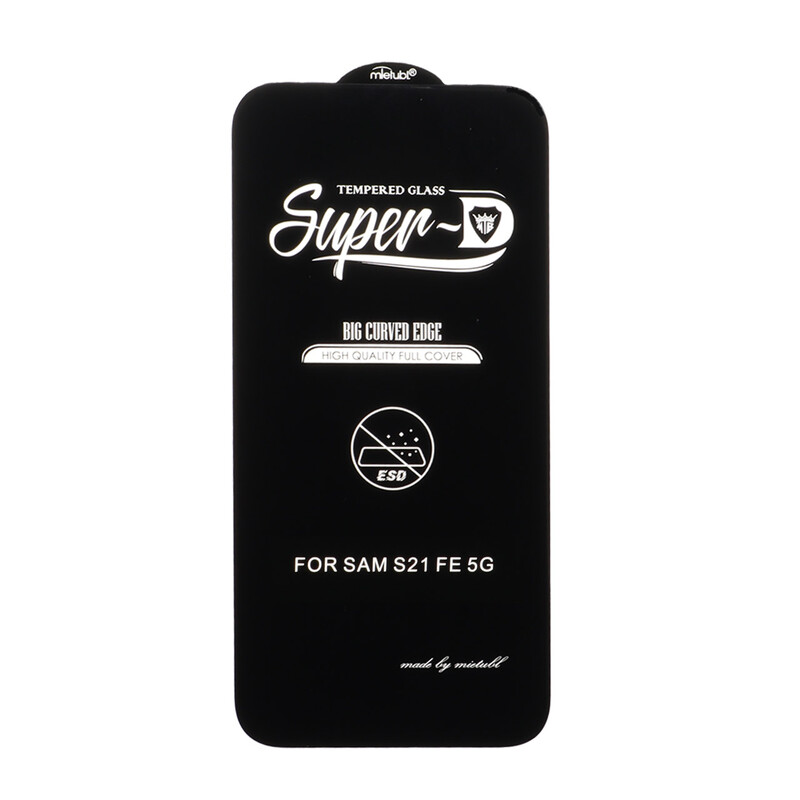 محافظ صفحه نمایش شیشه ای Samsung Galaxy S21 FE - Full Cover Super D Mietubl - ESD - مشکی (بدون پک) - NTC ORG