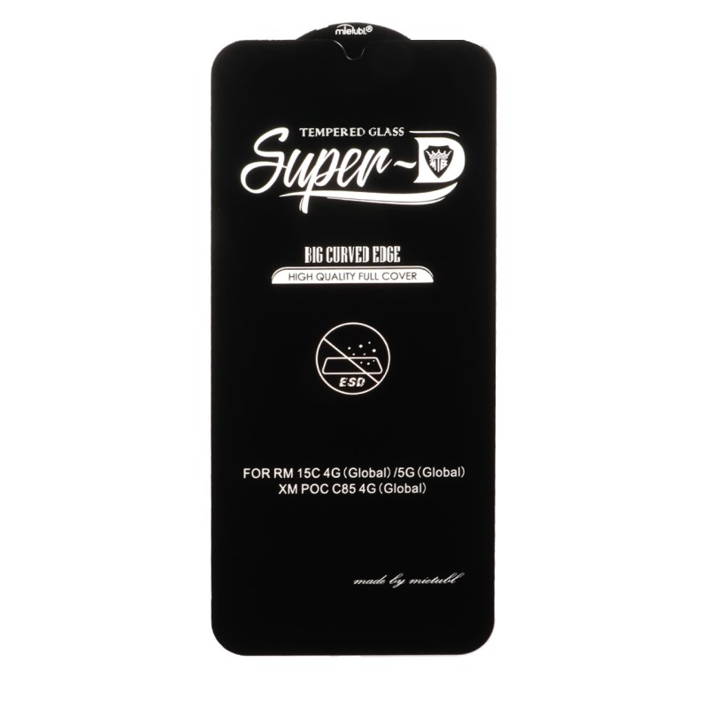 محافظ صفحه نمایش شیشه ای Xiaomi Redmi 15C / Poco C85 - Full Cover Super D Mietubl - ESD - مشکی (بدون پک) - NTC ORG