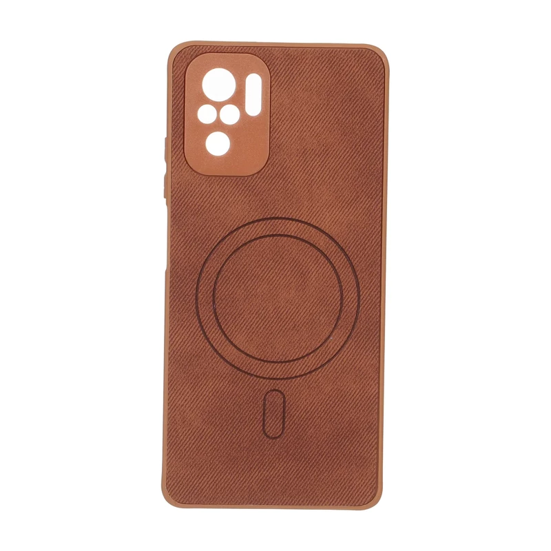قاب پارچه ای طرح مگ سیف محافظ لنزدار Xiaomi Redmi Note 10 4G / Redmi Note 10S / Poco M5S - قهوه ای