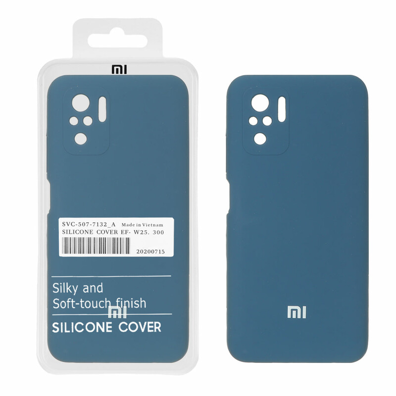 قاب سیلیکونی پاک کنی اورجینال درجه یک Xiaomi Redmi Note 10 4G / Redmi Note 10S / Poco M5S - آبی تیره (پک دار)