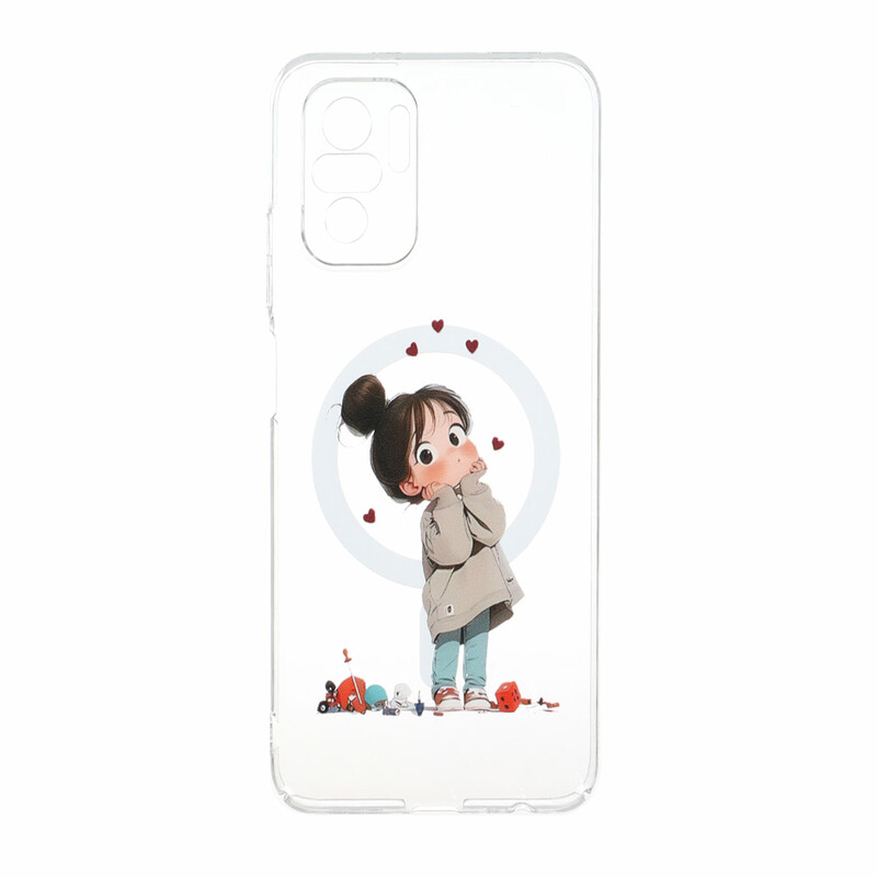 قاب Cute Girl طرح مگ سیف کریستالی Xiaomi Redmi Note 10 4G / Redmi Note 10S / Poco M5S - کد 3