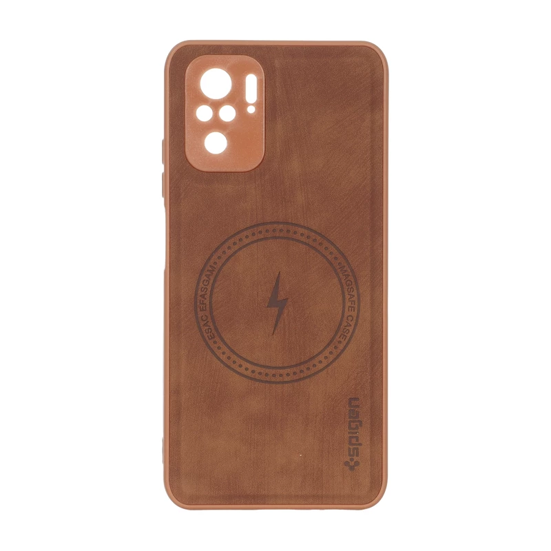 قاب Spigen جیر طرح مگ سیف محافظ لنزدار Xiaomi Redmi Note 10 4G / Redmi Note 10S / Poco M5S - قهوه ای