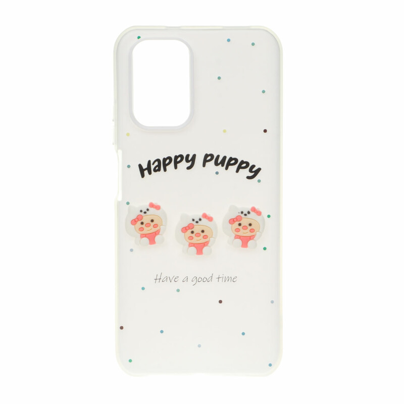 قاب Puppy دو لایه عروسک برجسته Xiaomi Redmi Note 10 4G / Redmi Note 10S / Poco M5S - سفید