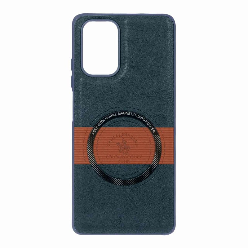 قاب طرح چرم Santa Barbara مگ سیف فلزی Xiaomi Redmi Note 10 4G / Redmi Note 10S / Poco M5S - سرمه ای
