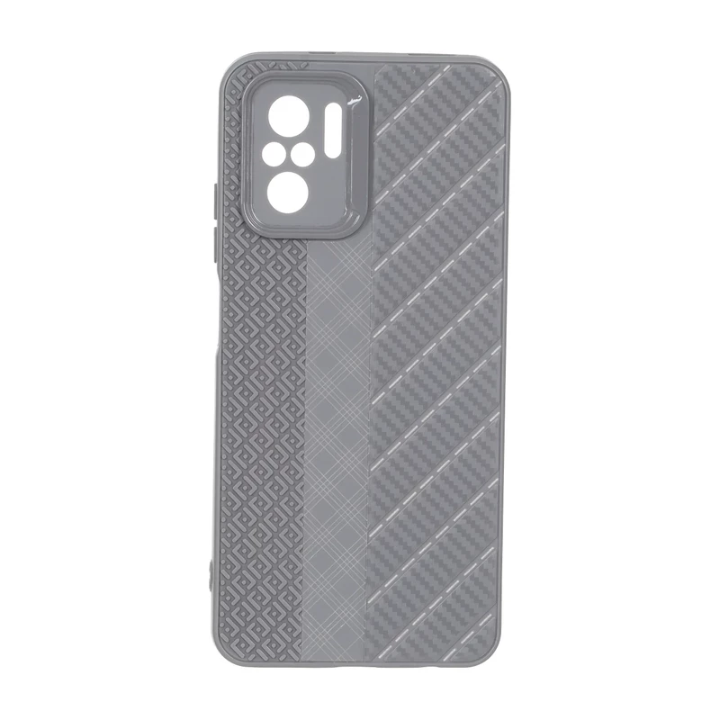 قاب ژله ای هاشور دور لنز براق Xiaomi Redmi Note 10 4G / Redmi Note 10S / Poco M5S - خاکستری