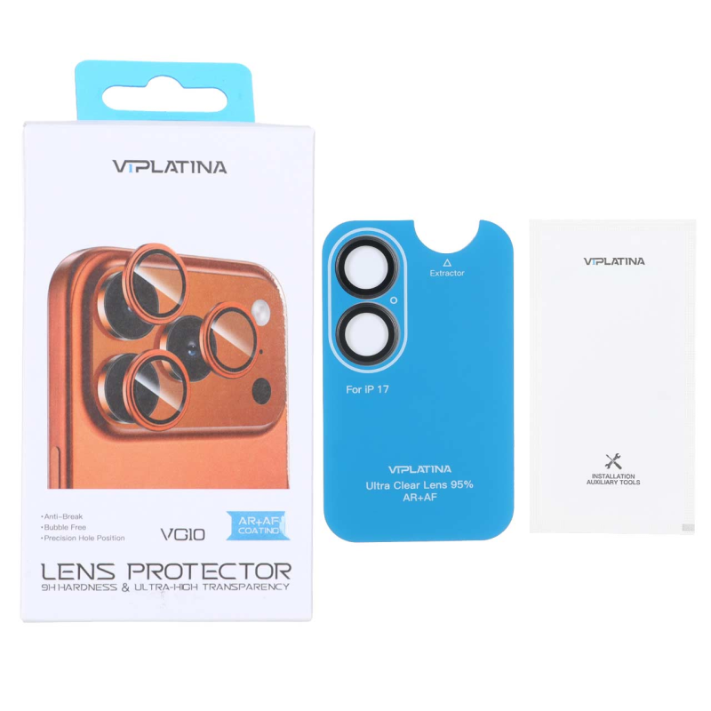 محافظ لنز رینگی اورجینال VIPLATINA شابلون دار Apple iPhone 17 - خاکستری (پک دار)