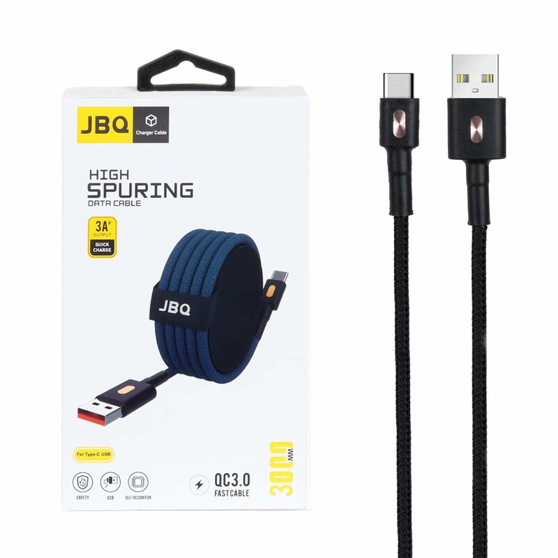 کابل شارژ 3 متری فست JBQ Type-C مدل CA-111 - مشکی (گارانتی یکساله رصاصی)