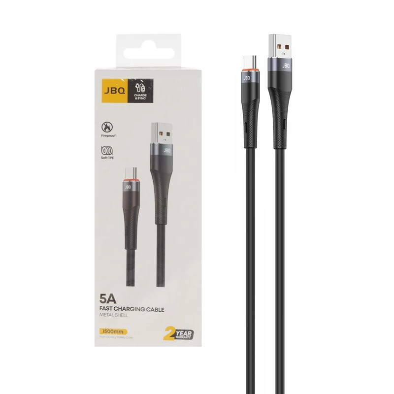 کابل شارژ 1.5 متری فست JBQ Type-C مدل CA-512 - مشکی (گارانتی یکساله رصاصی)
