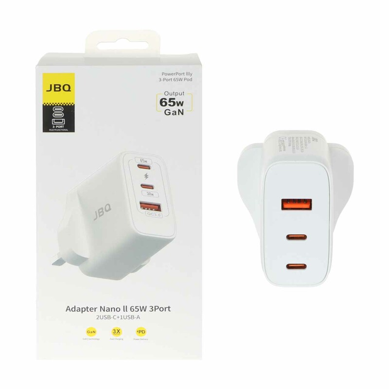 شارژر دیواری فست و PD سه پورت JBQ مدل WC-607W 65W - سفید (گارانتی یکساله رصاصی)