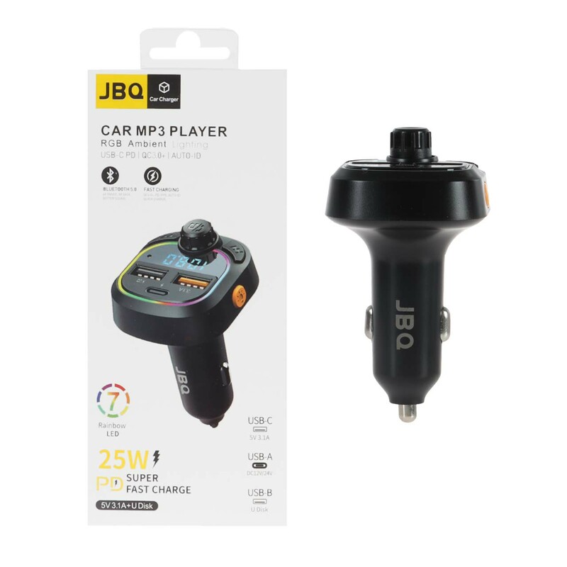 پخش کننده بلوتوث FM خودرو JBQ مدل CC-PM4 - مشکی (گارانتی یکساله رصاصی)