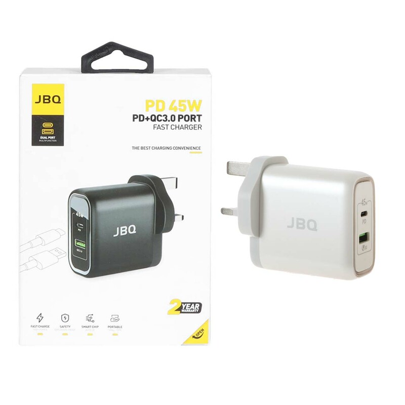 شارژر دیواری فست و PD دو پورت JBQ مدل HC-745 45W - سفید (گارانتی یکساله رصاصی)