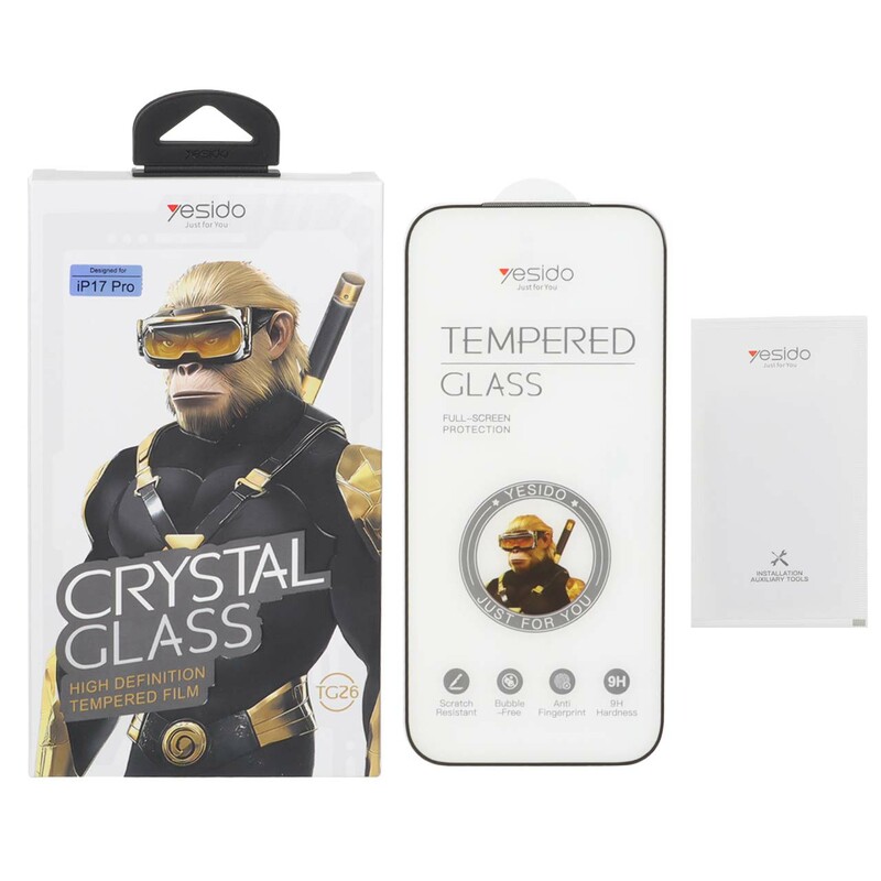 محافظ صفحه نمایش شیشه ای اورجینال Crystal Glass Yesido مدل Apple iPhone 17 Pro (پک دار)