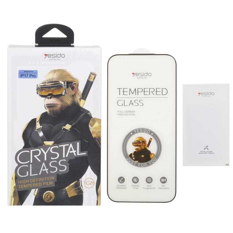 محافظ صفحه نمایش شیشه ای اورجینال Crystal Glass Yesido مدل Apple iPhone 17 Pro Max (پک دار)