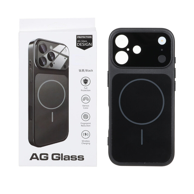 قاب اورجینال AG Glass محافظ لنز برجسته شیشه ای Magsafe مدل Apple iPhone 17 - مشکی