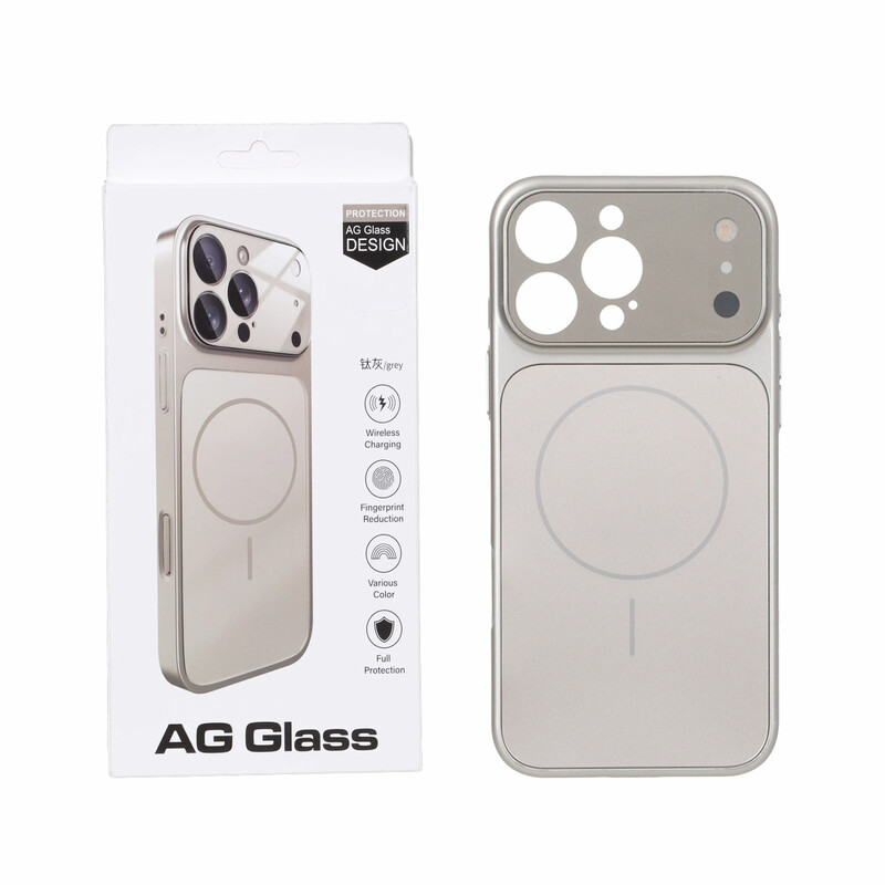 قاب اورجینال AG Glass محافظ لنز برجسته شیشه ای Magsafe مدل Apple iPhone 16 Pro Max - خاکستری