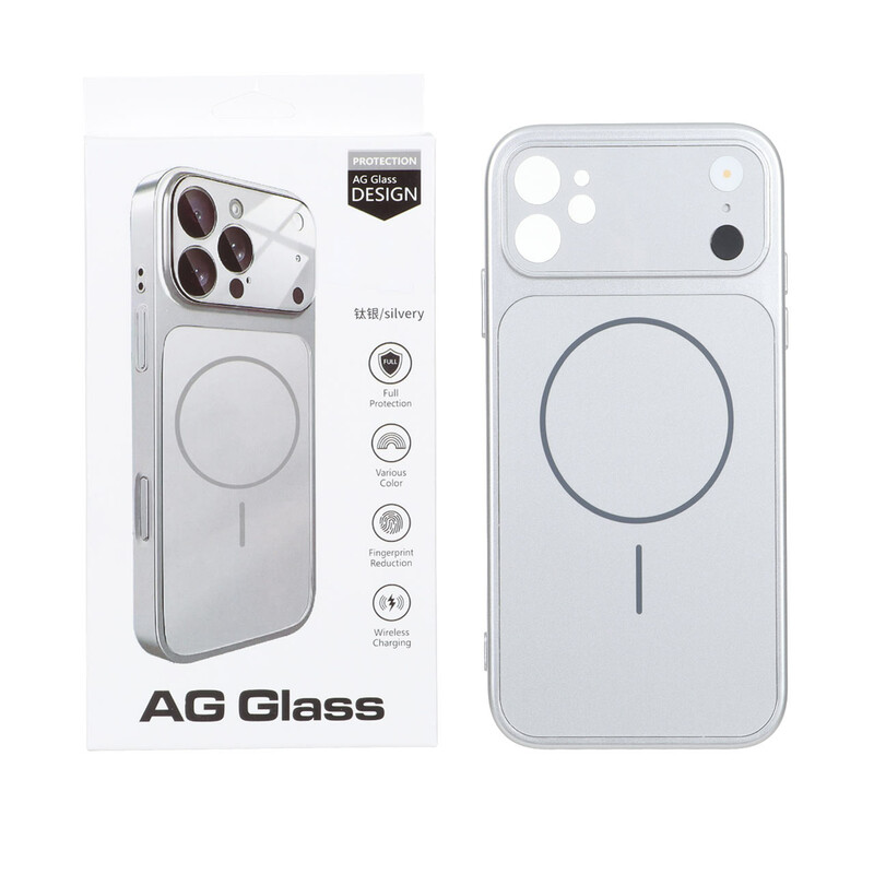 قاب اورجینال AG Glass محافظ لنز برجسته شیشه ای Magsafe مدل Apple iPhone 11 - نقره ای