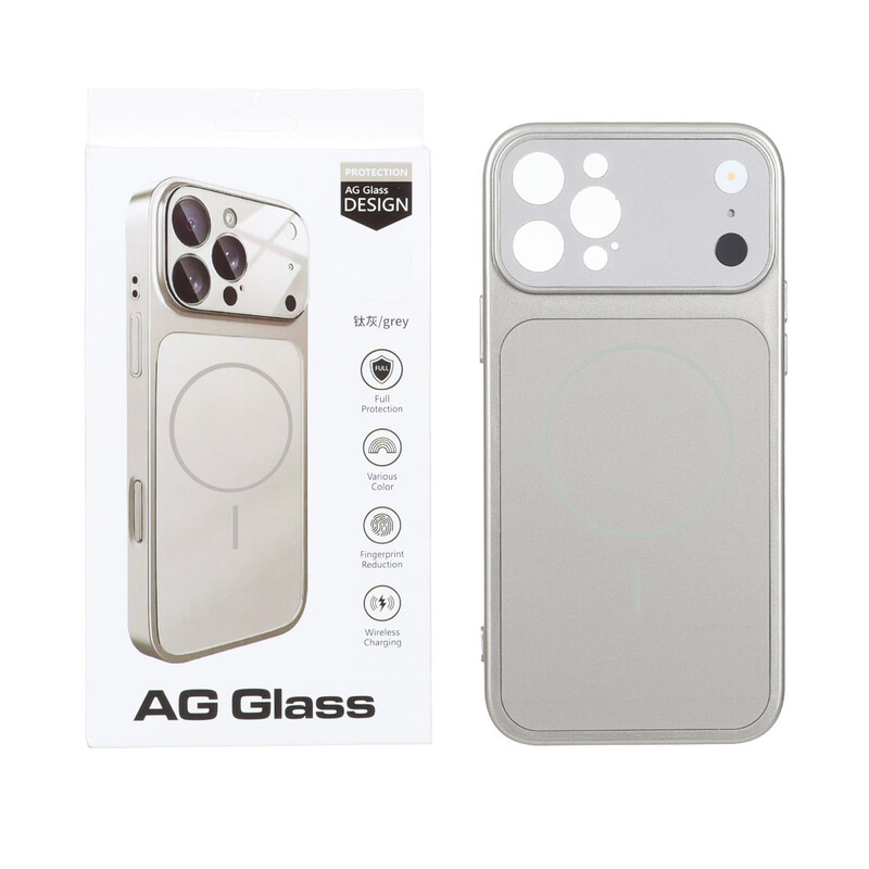 قاب اورجینال AG Glass محافظ لنز برجسته شیشه ای Magsafe مدل Apple iPhone 12 Pro Max - خاکستری