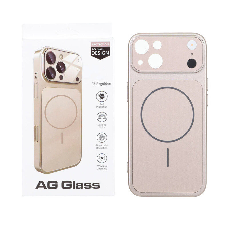 قاب اورجینال AG Glass محافظ لنز برجسته شیشه ای Magsafe مدل Apple iPhone 13 / iPhone 14 - رزگلد