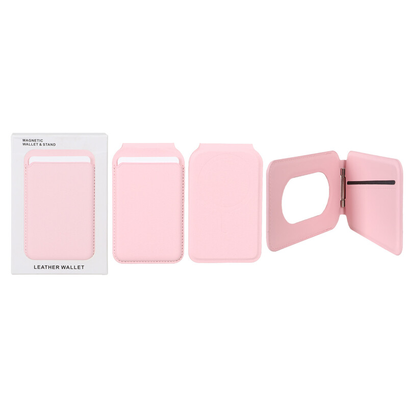 جاکارتی چرمی Magsafe اپل Leather Wallet استند شو - صورتی (پک دار) - NTC