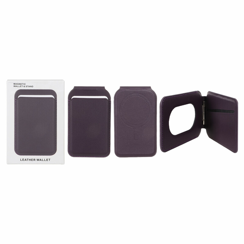 جاکارتی چرمی Magsafe اپل Leather Wallet استند شو - بنفش (پک دار) - NTC