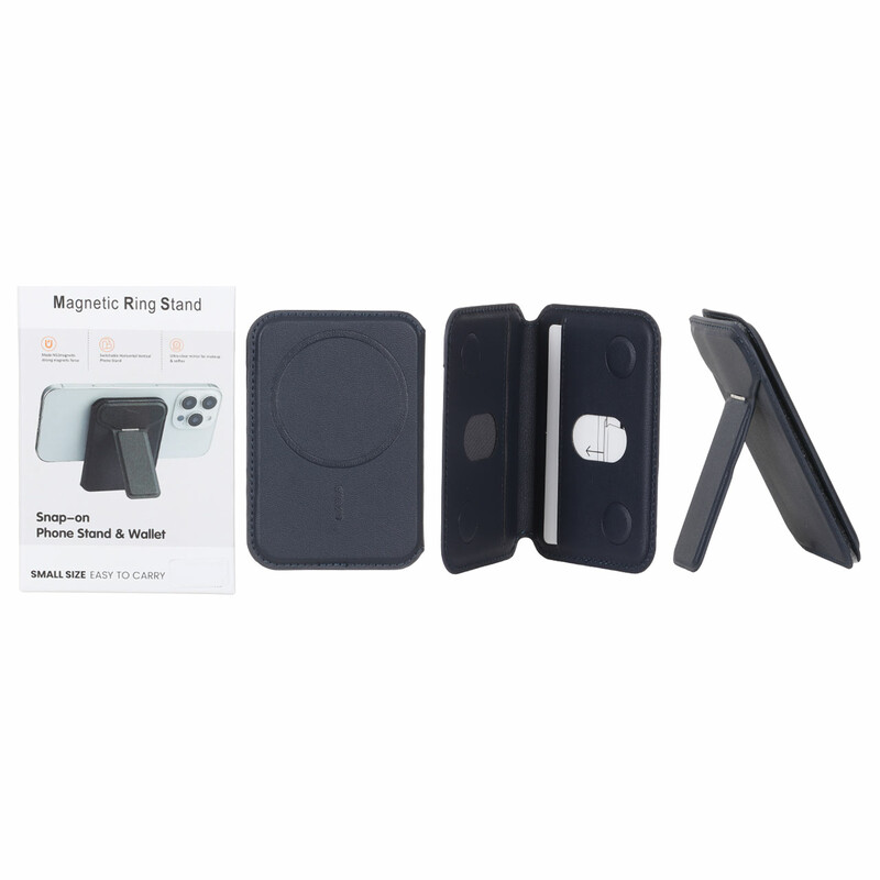 جاکارتی چرمی Magsafe اپل Leather Wallet استند شو - سرمه ای (پک دار)