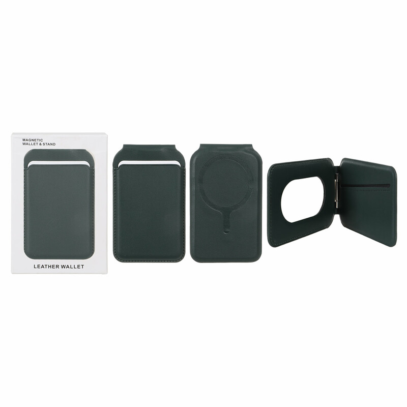 جاکارتی چرمی Magsafe اپل Leather Wallet استند شو - سبز تیره (پک دار) - NTC