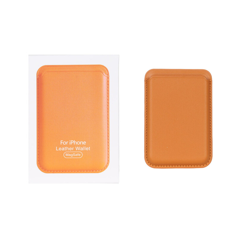 جاکارتی چرمی Magsafe اپل Leather Wallet آی سی دار Apple iphone 12 / 13 / 14 / 15 / 16 - عسلی (پک دار)