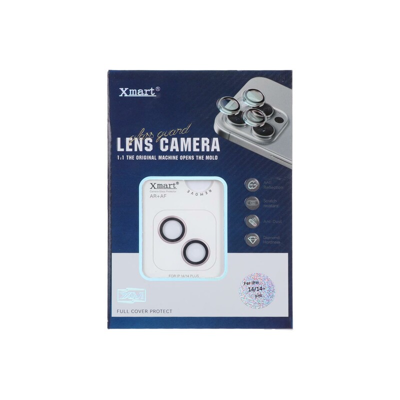 محافظ لنز رینگی اورجینال XMART شابلون دار Apple iPhone 15 / iPhone 15 Plus / iPhone 14 / iPhone 14 Plus - صورتی (پک دار)
