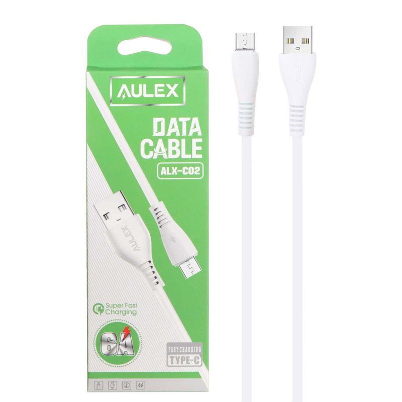 کابل شارژ فست اندروید Aulex مدل ALX-C02 - سفید DST ( شش ماهه شرکتی)