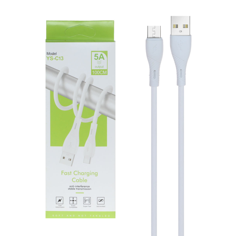 کابل شارژ فست اندروید مدل YS-C13 - سفید - DST (گارانتی شش ماهه)