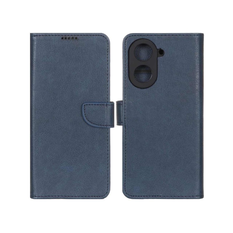 کیف چرمی موبایل مگنتی محافظ لنزدار Xiaomi Redmi A5 / Poco C71 - سرمه ای تیره