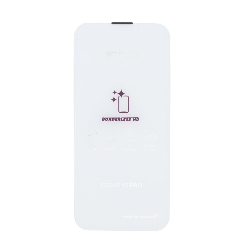 محافظ صفحه نمایش شیشه ای Mietubl 3D Large Arc مدل Apple iPhone 15 pro بدون حاشیه - NTC