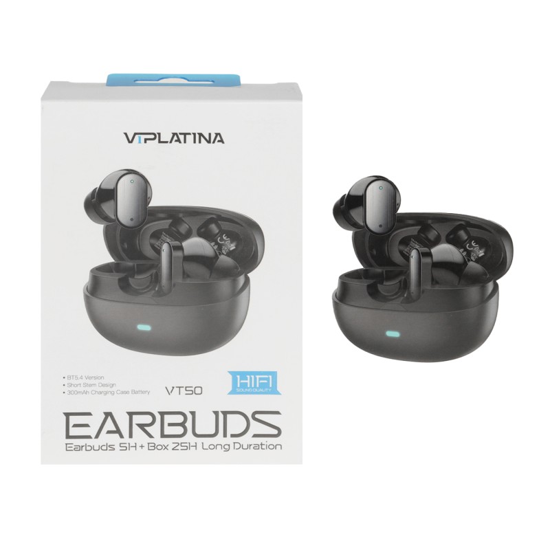ایرفون بی سیم VIPLATINA مدل VT50 - مشکی (گارانتی 18 ماه تعویض نیکان همراه)