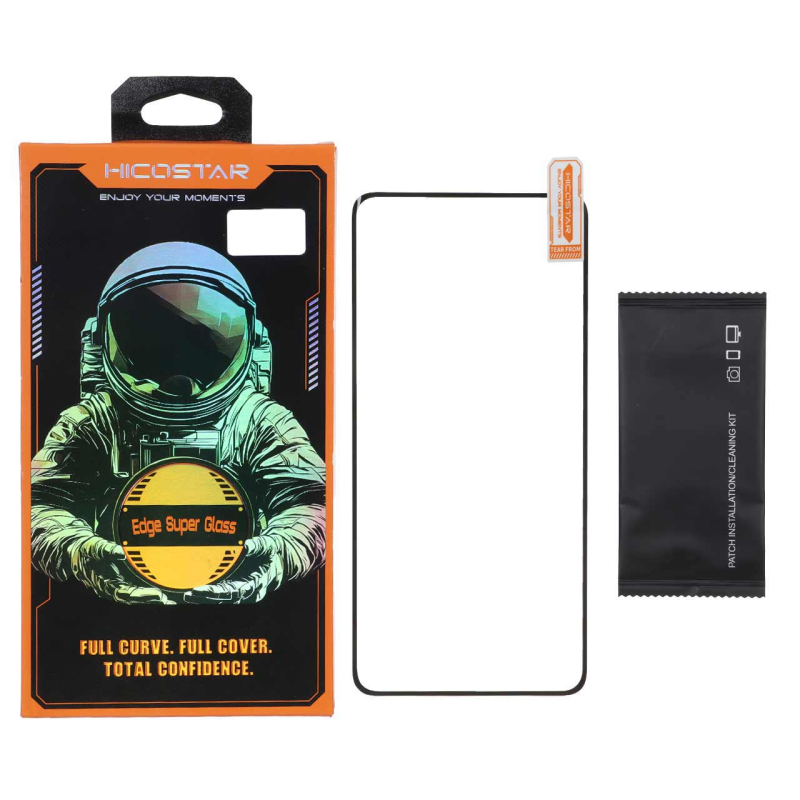 محافظ صفحه نمایش شیشه ای خم فول چسب Full Cover Hicostar مدل Xiaomi Redmi Note 14 Pro 4G (پک دار)