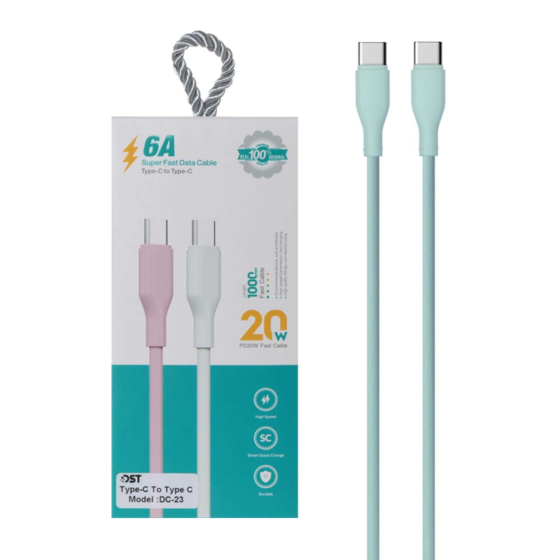 کابل شارژ فست Type-C To Type-C 6A - آبی - DST (گارانتی شش ماهه)