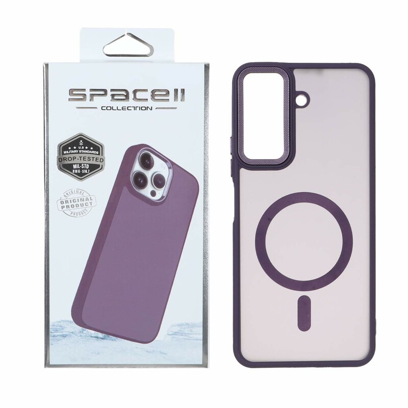 قاب Space مات لنز کربن طرح مگ سیف Xiaomi Redmi 13C / Poco C65 - بنفش (پک دار)