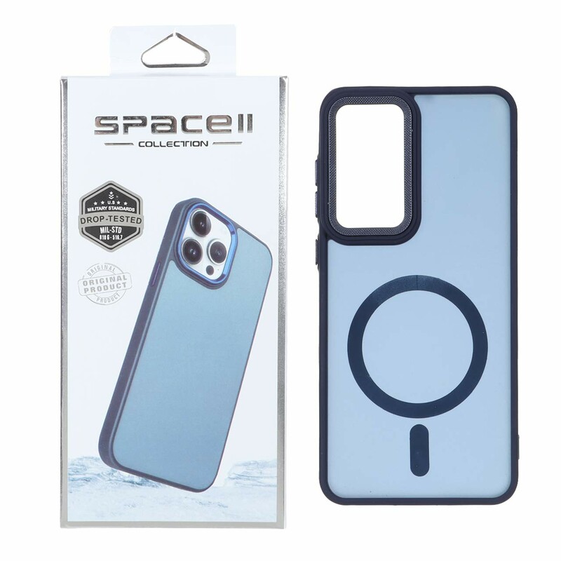 قاب Space مات لنز کربن طرح مگ سیف Samsung Galaxy S25 FE - سرمه ای (پک دار)