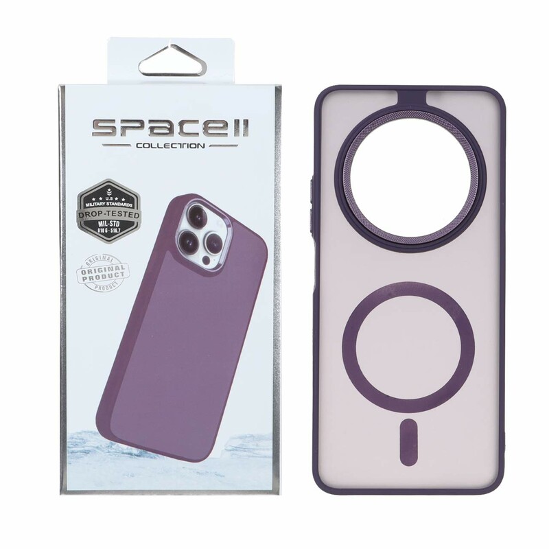 قاب Space مات لنز کربن طرح مگ سیف Xiaomi Redmi 14C / Redmi A4 / Poco C75 - بنفش (پک دار)