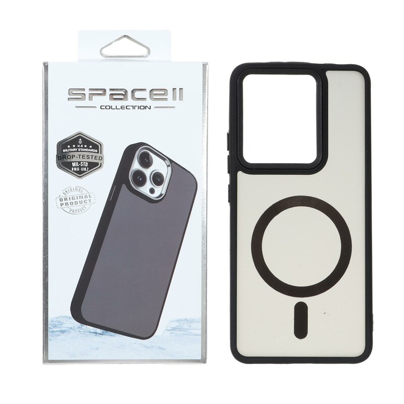 قاب Space مات لنز کربن طرح مگ سیف Xiaomi Redmi Note 13 4G - مشکی (پک دار)