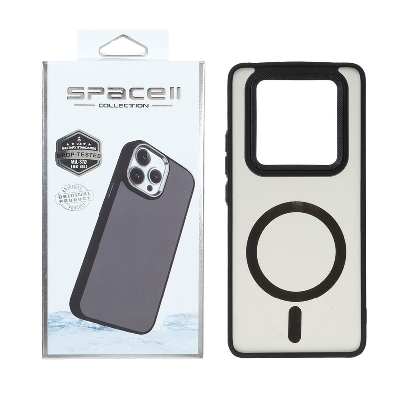 قاب Space مات لنز کربن طرح مگ سیف Xiaomi Redmi Note 14 Pro 4G - مشکی (پک دار)