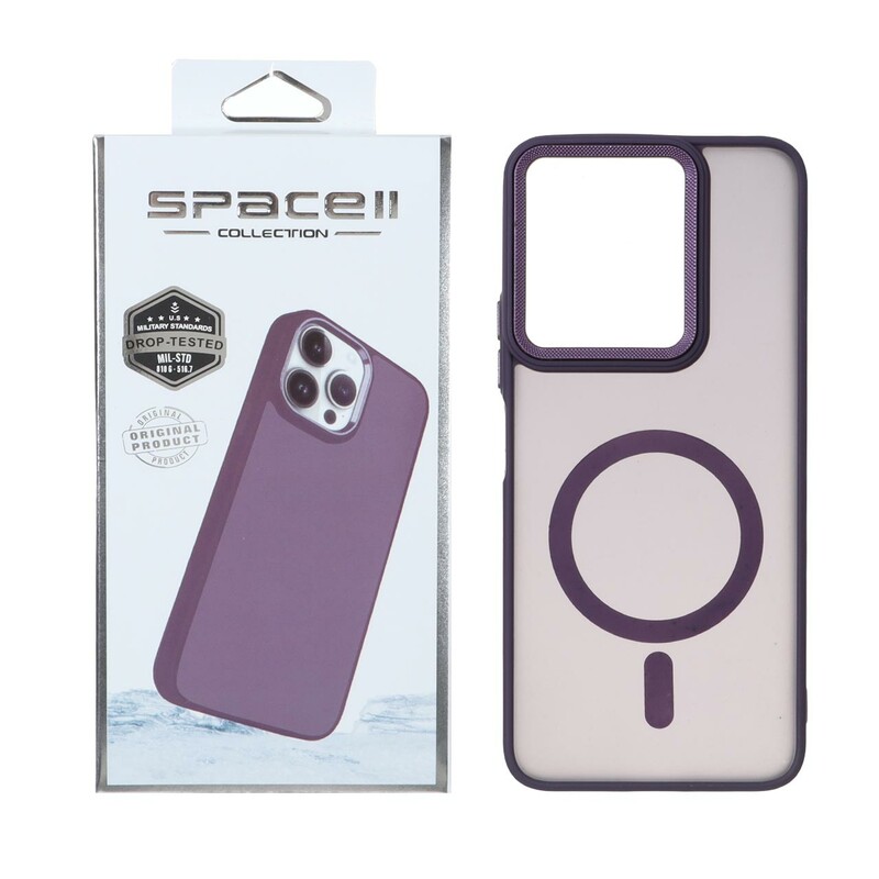 قاب Space مات لنز کربن طرح مگ سیف Xiaomi Redmi 13X / Redmi 13 4G / Poco M6 4G - بنفش (پک دار)
