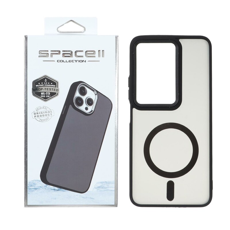 قاب Space مات لنز کربن طرح مگ سیف Xiaomi Redmi 15 4G - مشکی (پک دار)